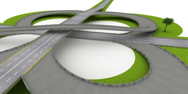 Kreuzungen und Autobahnen isoliert auf weiß — Stockfoto