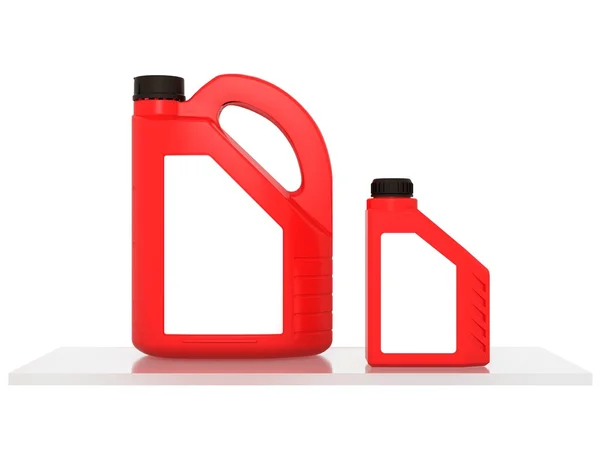 Jerrycans with car engine oil - isolated — Stock Photo, Image