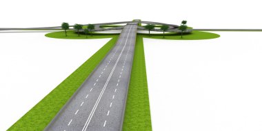 kavşak ve karayolları üzerinde beyaz izole