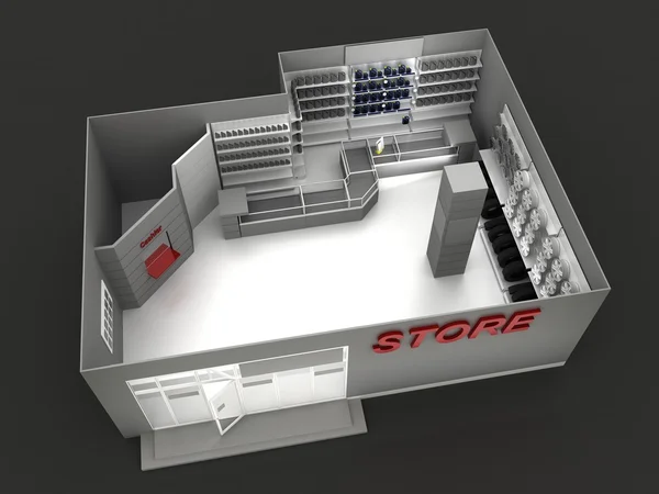 Illustration of automobile store - minimarket — Stock Photo, Image