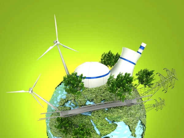 Πηγές ενέργειας στη πράσινη γη — Φωτογραφία Αρχείου
