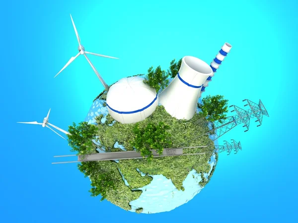 Fontes de Energia na Terra Verde — Fotografia de Stock