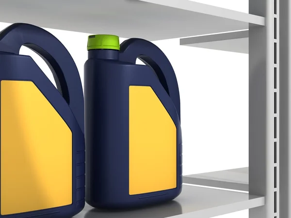 Jerrycans with car engine oil - isolated — Stock Photo, Image