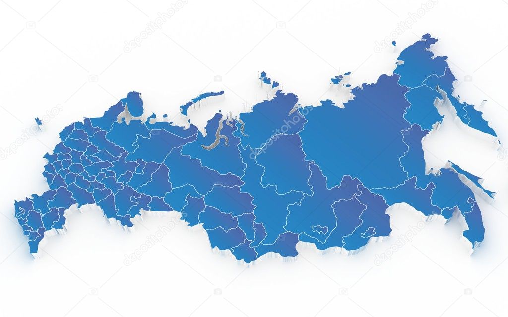 Map of Russia with regions isolated on white