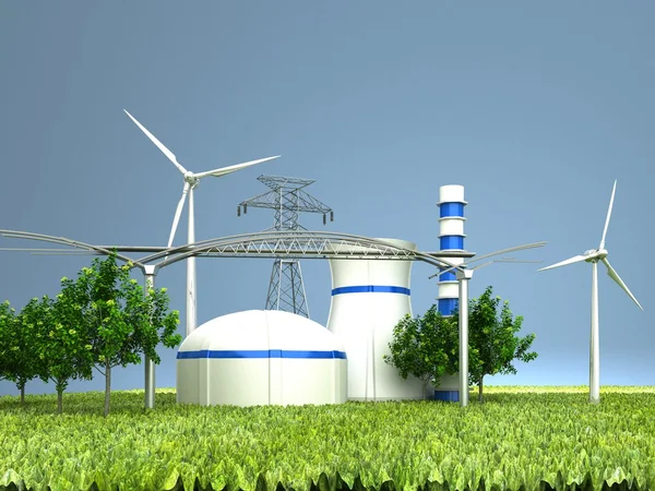 Energiequellen auf der grünen Erde — Stockfoto