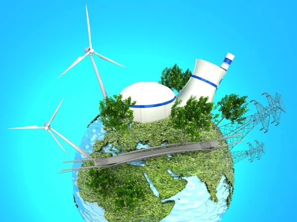 绿色地球上的能源来源 — 图库照片#