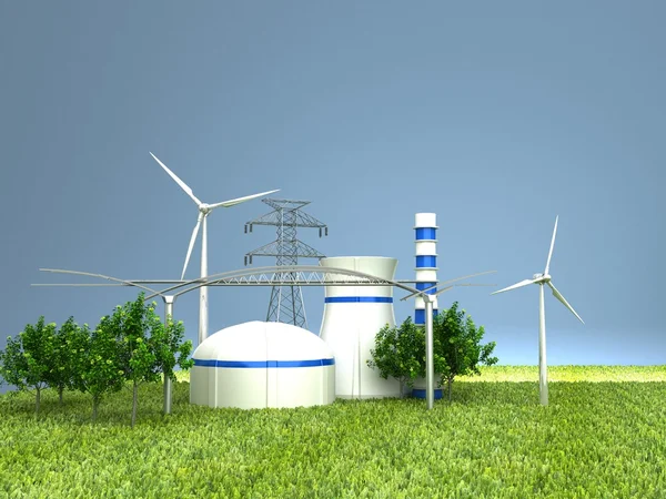 Źródeł energii na zielonej ziemi — Zdjęcie stockowe