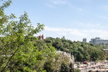 Kiev cityscape ve Dinyeper Nehri, Ukrayna