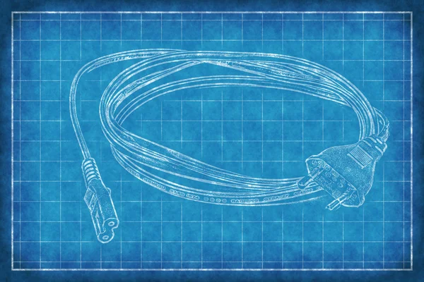 Kabel med kontakter - blue print — Stockfoto