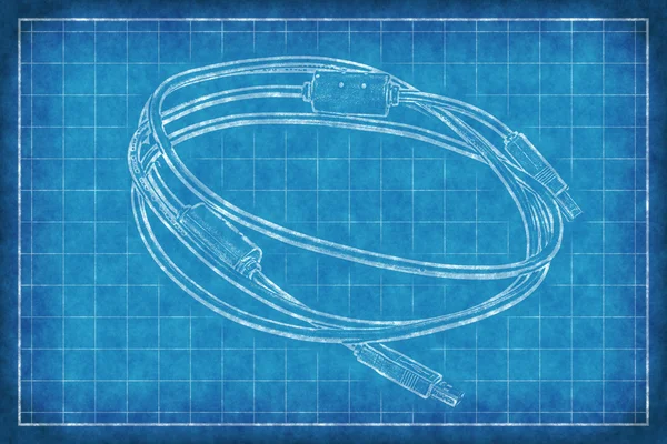 电缆连接器-蓝色打印 — 图库照片