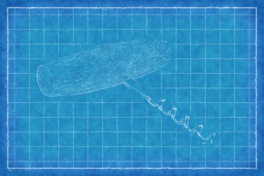 ahşap sapı - mavi baskı ile düşünüp