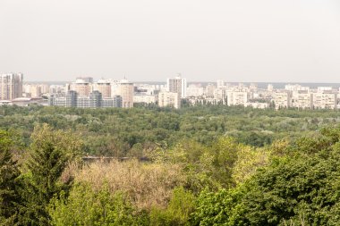 Kiev cityscape ve Dinyeper Nehri, Ukrayna