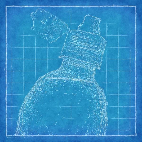 Plastflaska - blue print — Stockfoto