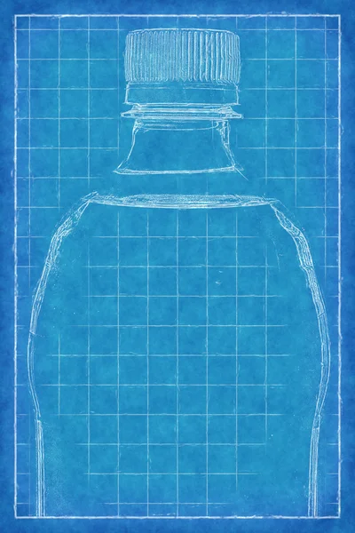 Butelki z tworzyw sztucznych - niebieski wydruku — Zdjęcie stockowe