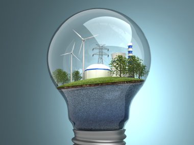 Rüzgar türbinleri ve ampul atomik istasyonu
