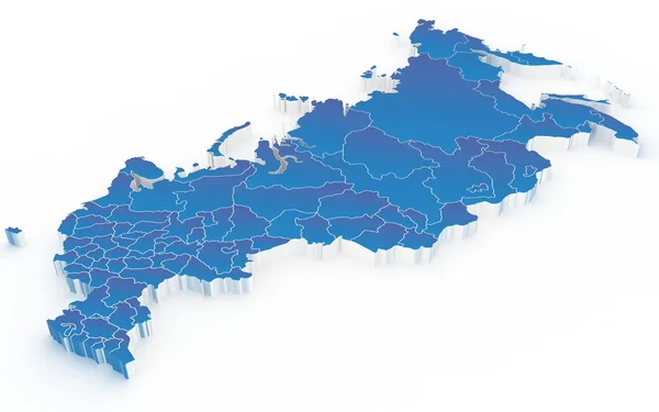 Mapa da Rússia com regiões isoladas em branco — Fotografia de Stock