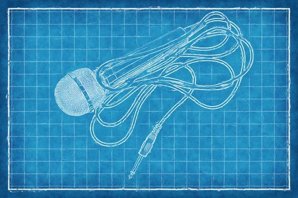 Microfone - Impressão azul — Fotografia de Stock