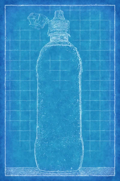 Butelki z tworzyw sztucznych - niebieski wydruku — Zdjęcie stockowe