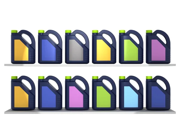 Jerrycans with car engine oil - isolated — Stock Photo, Image