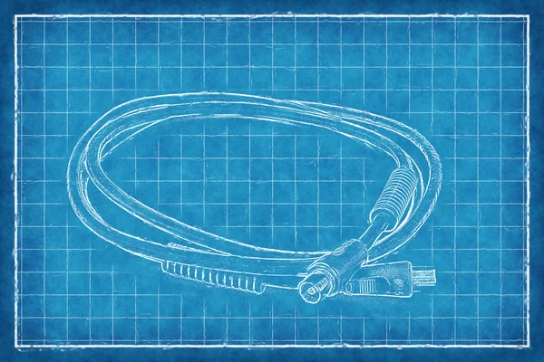 Kabel med kontakter - blue print — Stockfoto