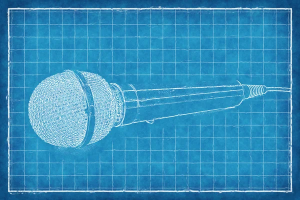 Microfone - Impressão azul — Fotografia de Stock