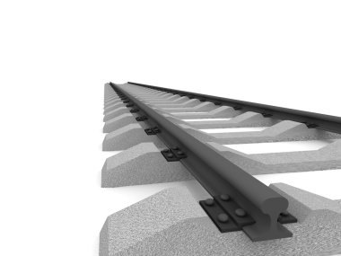 Demiryolu üzerinde beyaz izole