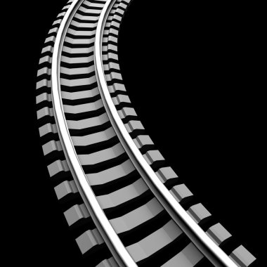 izole tek eğri tren yolu