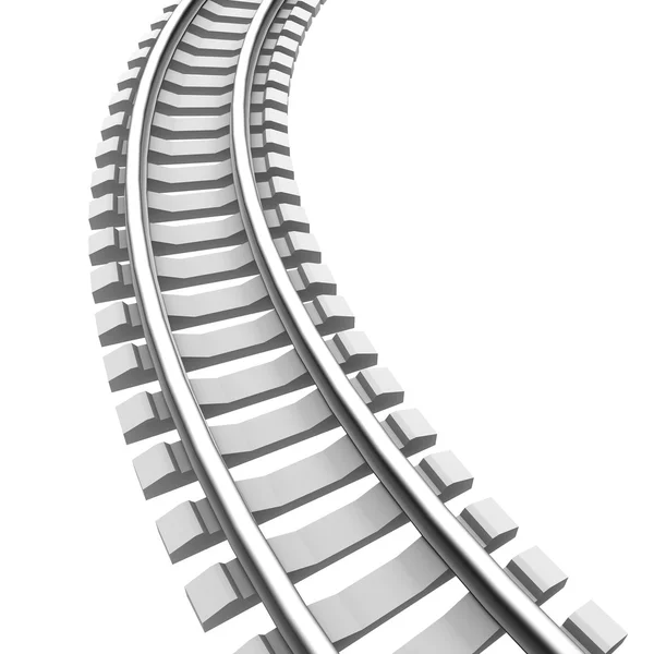 Single curved railroad track isolated — Stock Photo, Image