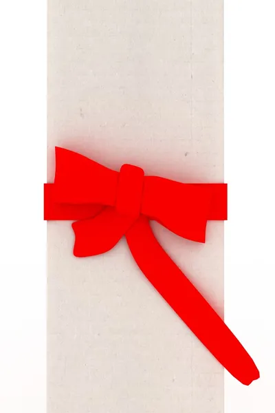 Witte geschenkdoos met red ribbon bow geïsoleerd — Stockfoto