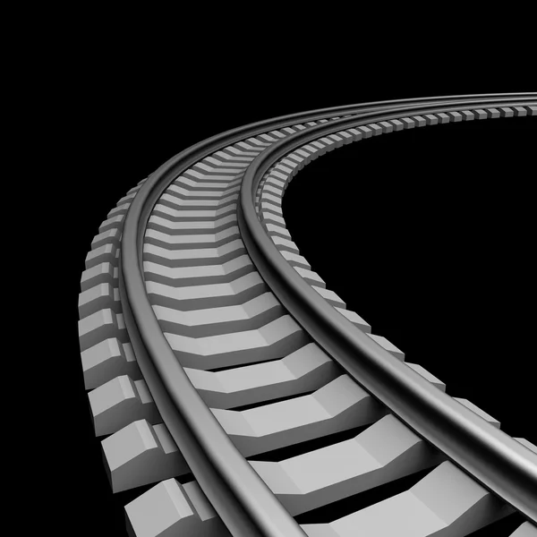 Via férrea curva única isolada — Fotografia de Stock