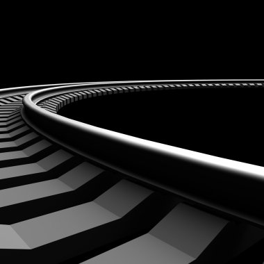 izole tek eğri tren yolu