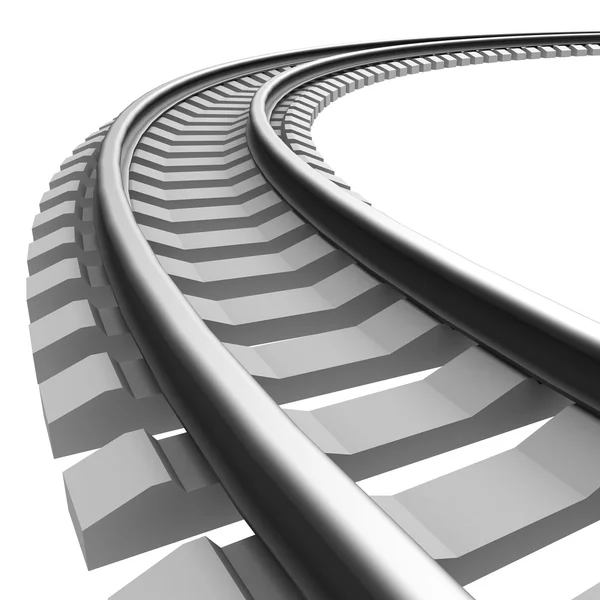 Single curved railroad track isolated — Stock Photo, Image