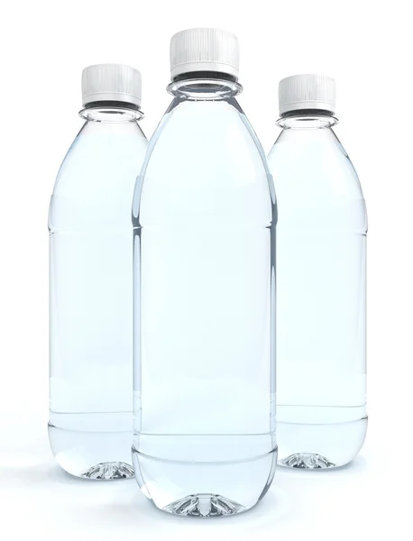 Botellas de agua aisladas sobre fondo blanco — Foto de Stock