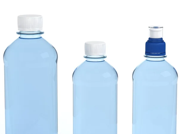 Botellas de agua aisladas sobre fondo blanco — Foto de Stock