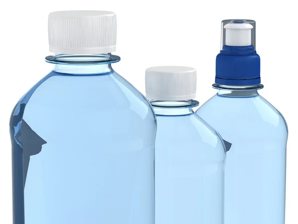 Пляшки води ізольовані на білому тлі — стокове фото