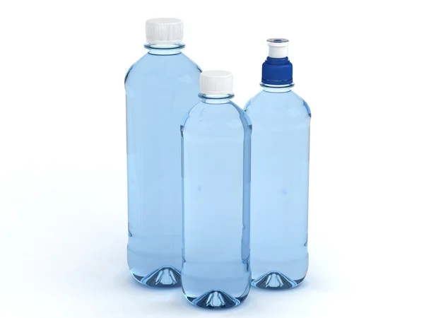 Bottiglie d'acqua isolate su fondo bianco — Foto Stock