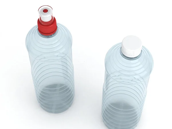 Flaskor med vatten isolerad på vit bakgrund — Stockfoto