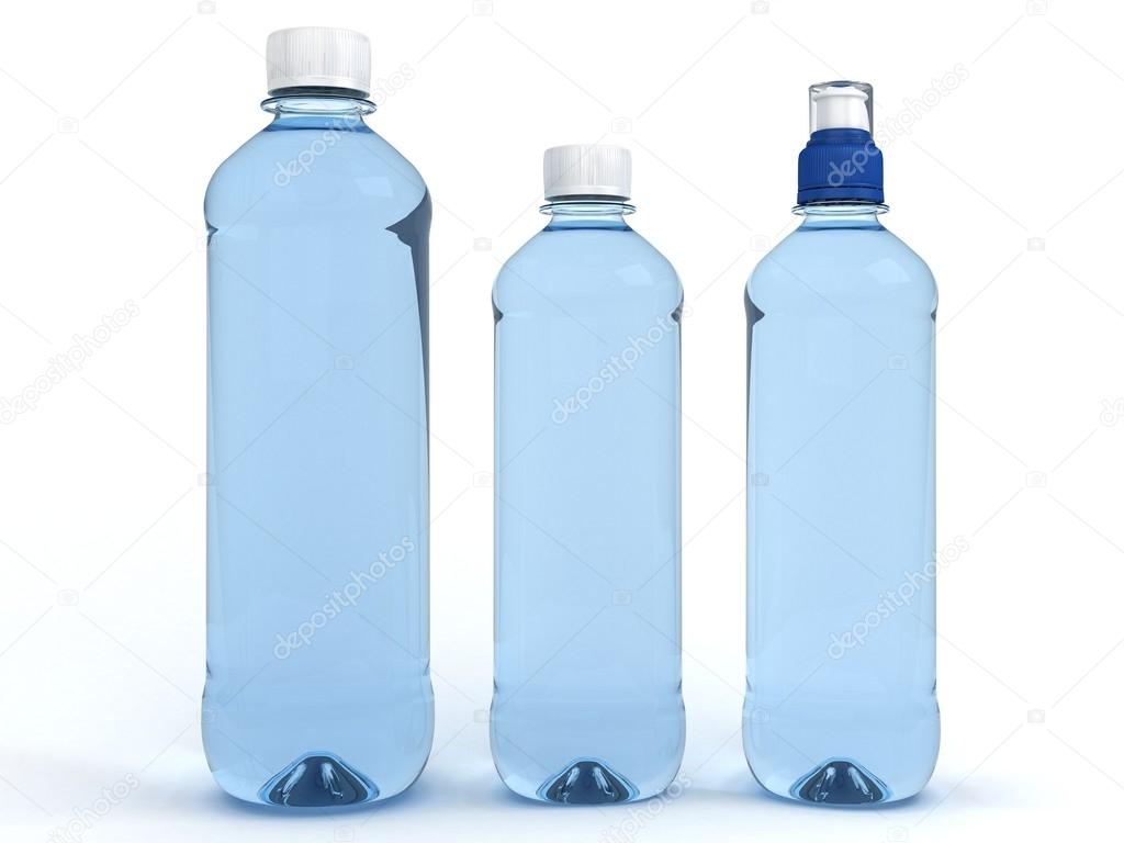 Bottles of water isolated on white background