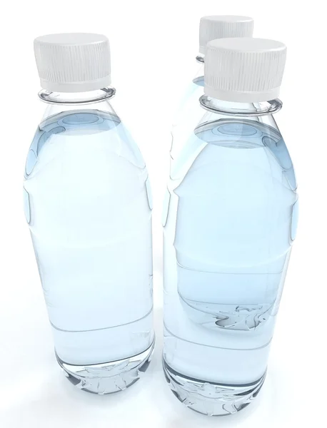 Garrafas de água isoladas sobre fundo branco — Fotografia de Stock
