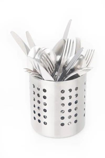Cutlery holder isolated on white background — Stock Photo, Image