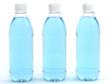 Beyaz arkaplanda izole edilmiş su şişeleri