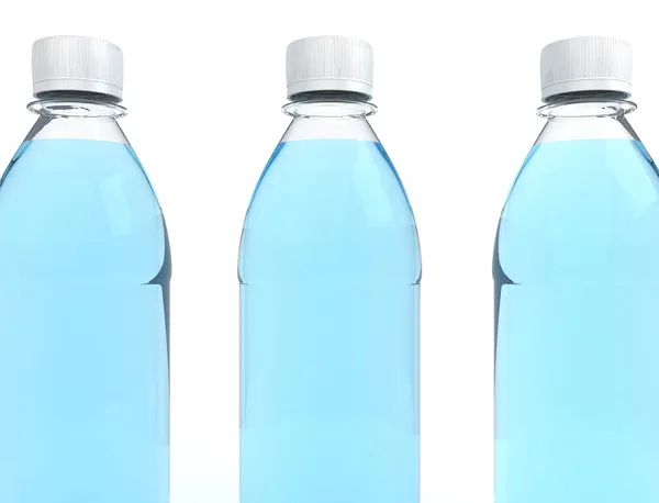 Flessen water geïsoleerd op witte achtergrond — Stockfoto