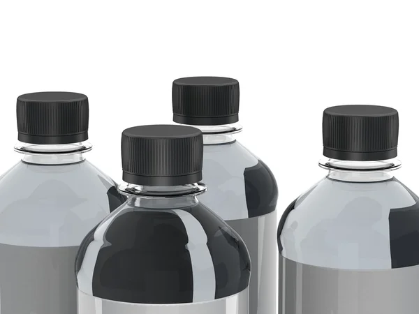 Flaskor med vatten isolerad på vit bakgrund — Stockfoto