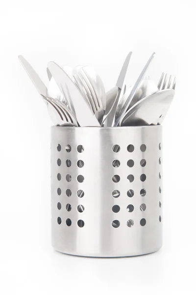 Cutlery holder isolated on white background — Stock Photo, Image