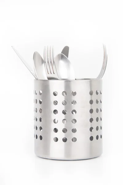 Cutlery holder isolated on white background — Stock Photo, Image