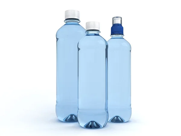 Botellas de agua aisladas sobre fondo blanco — Foto de Stock