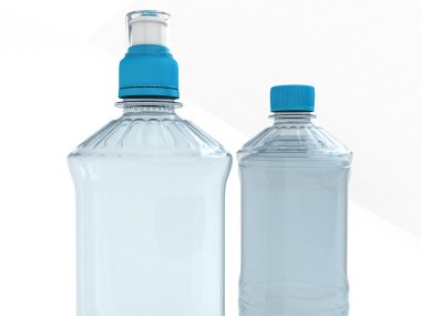 Beyaz arkaplanda izole edilmiş boş şişeler