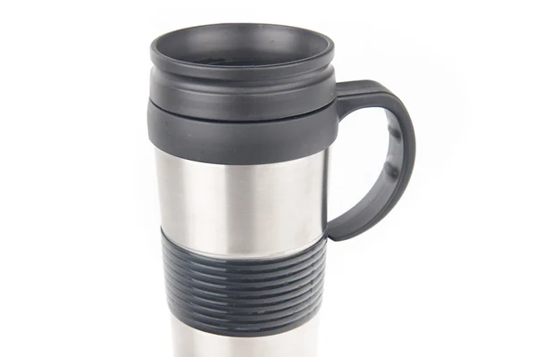 Metall kaffe mugg, isolerad på vit bakgrund — Stockfoto