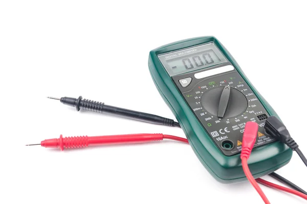 Digitales Multimeter isoliert auf weißem Hintergrund — Stockfoto