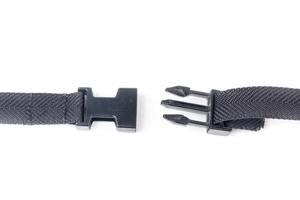 Black plastic buckle on strap — Stock Photo, Image